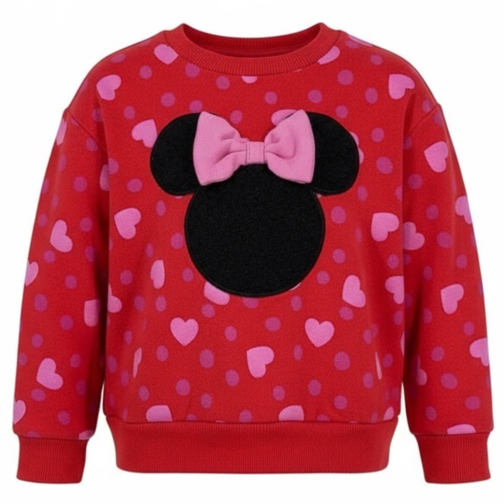 Disney Junior Minnie Mouse  Red w/Pink Hearts Sweatshirt Size 12M (Baby Girls)